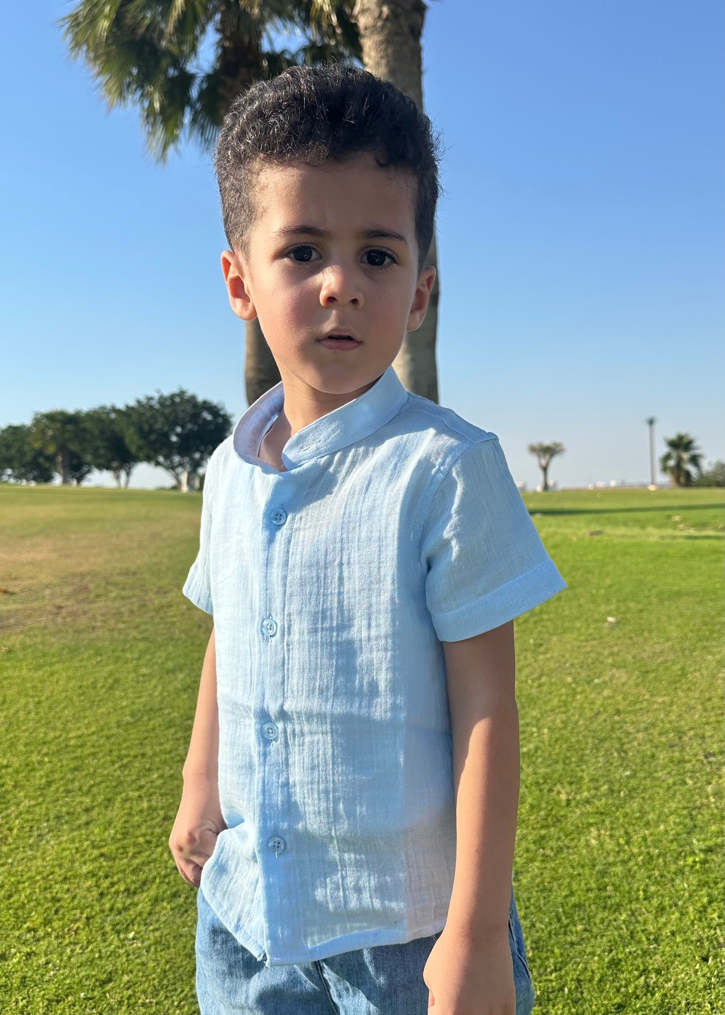 Boys Baby Blue linen Shirt