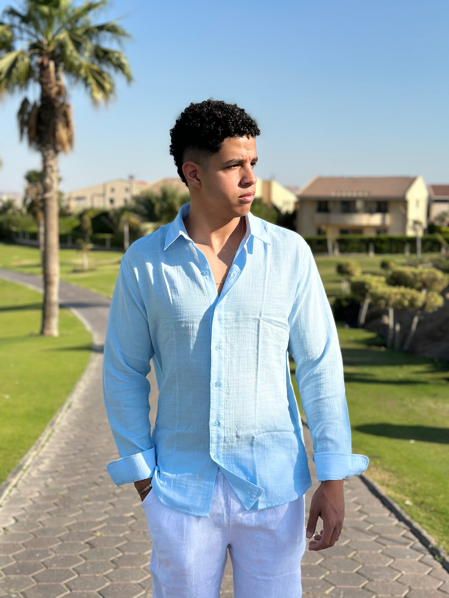 Baby Blue Linen Shirt