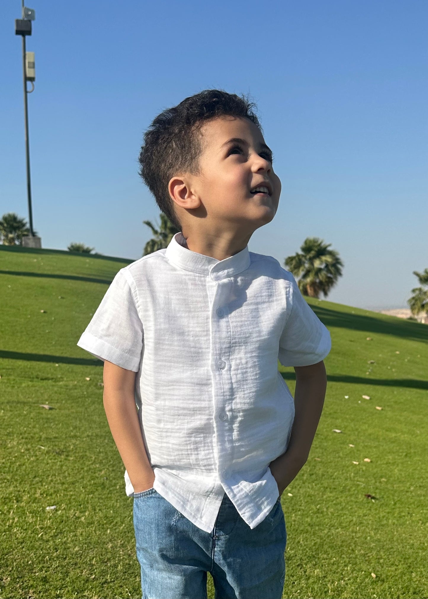 Boys White Linen Shirt