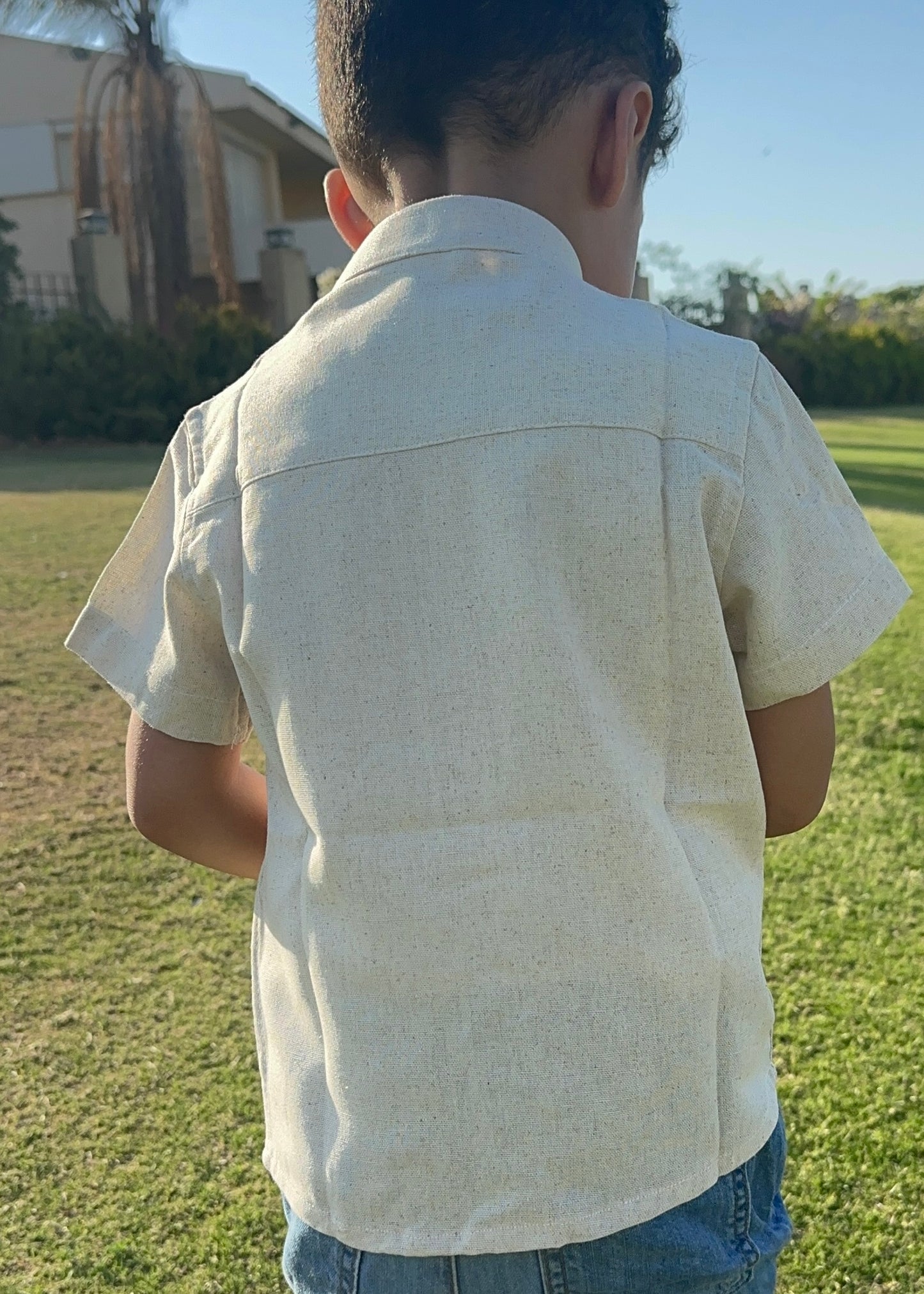 Boys Beige Linen Shirt