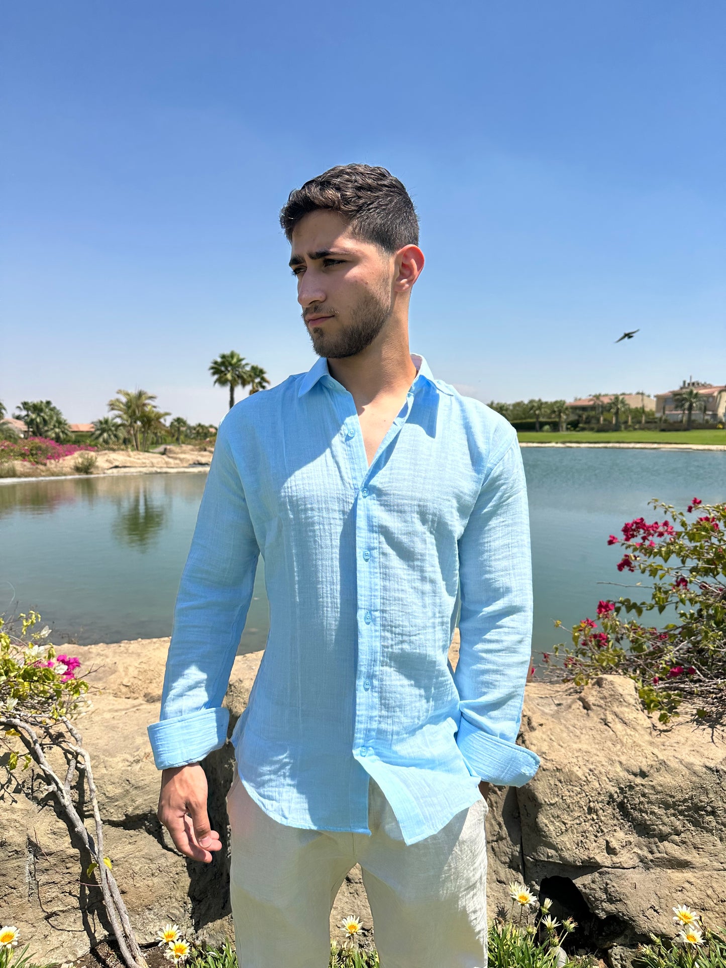 Baby Blue Linen Shirt