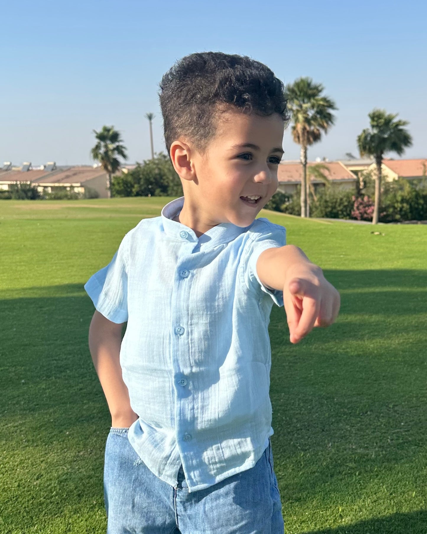 Boys Baby Blue linen Shirt